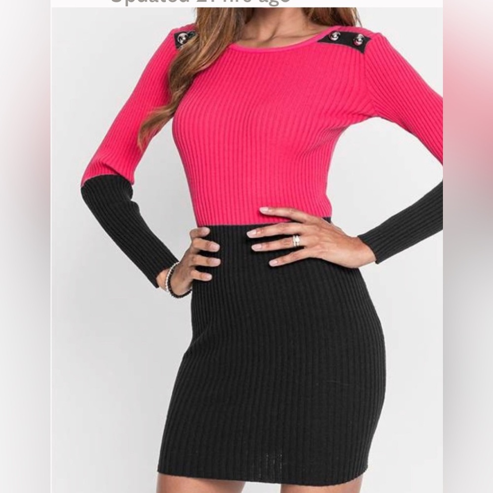 Venus Color Block Sweater Dress- ! - Picture 2 of 5